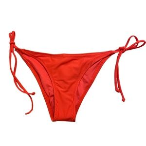NEW Volcom Solid Neon Coral Side Tie String Bikini Sz. S